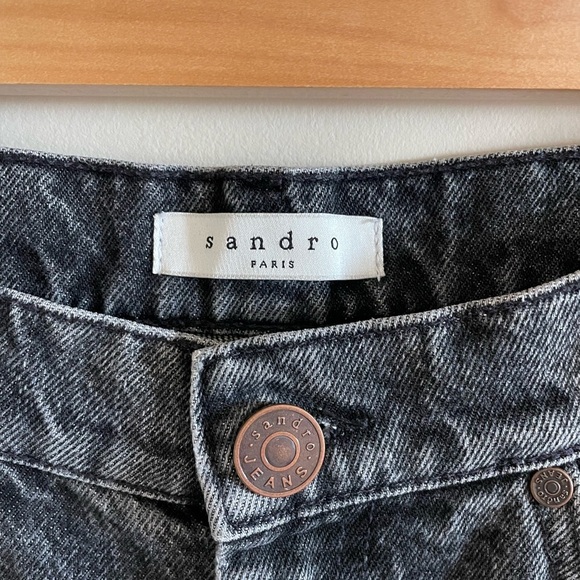 Sandro Paris Black High Waisted Straight Leg Jeans Size 38/US Size 8 - Picture 7 of 12